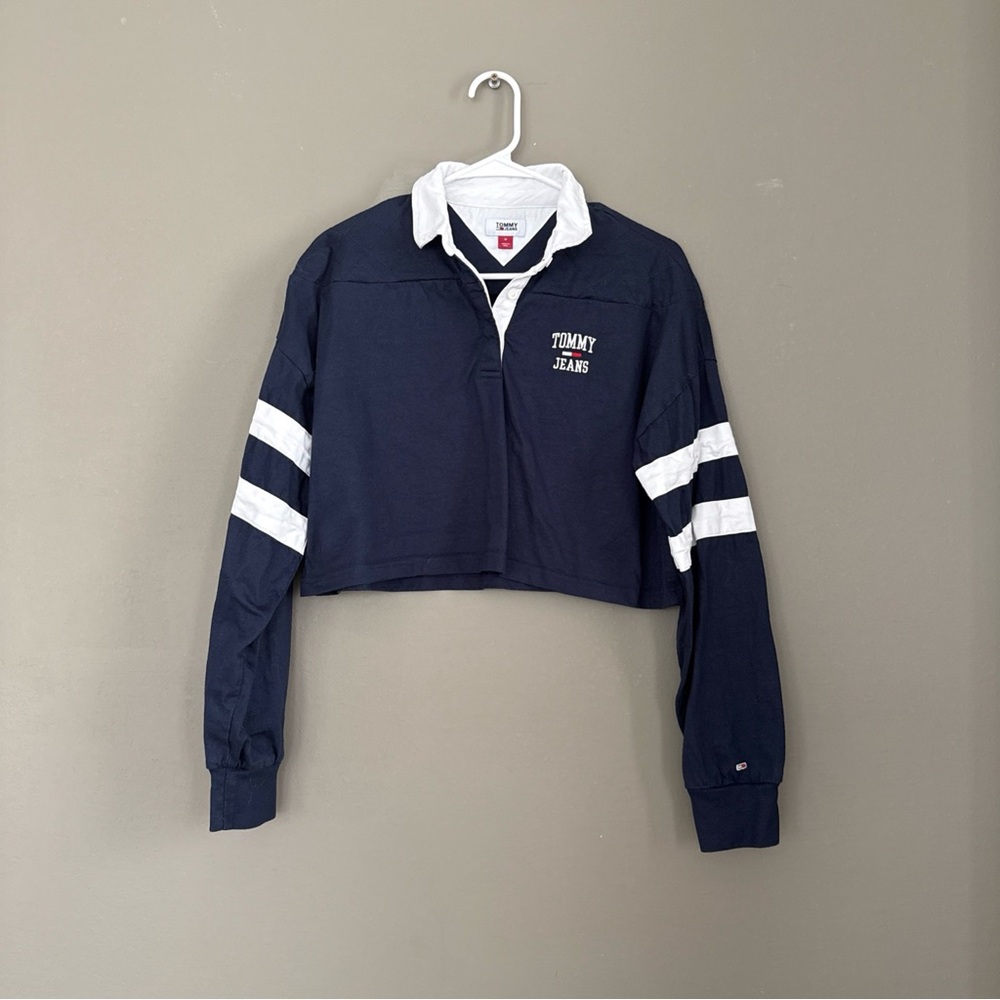 Tommy Hilfiger Navy and White Rugby Shirt